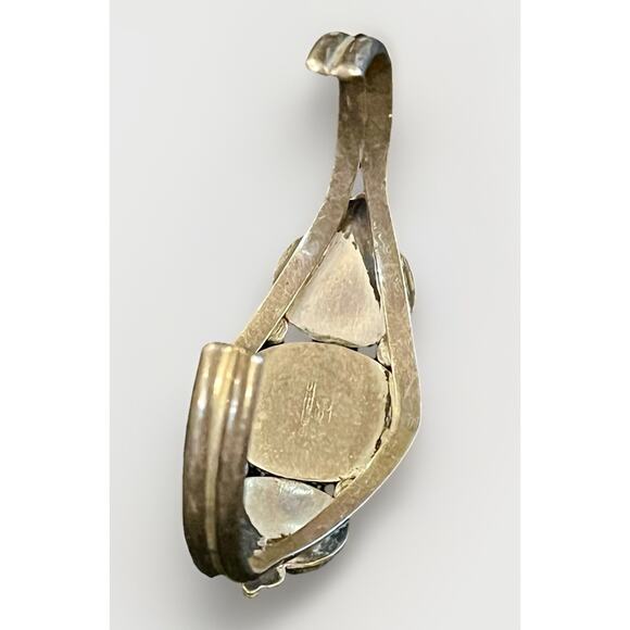 Signed Navajo Sterling Silver Amber Gemstone Cuff Bracelet 925 Native American - Picture 8 of 15